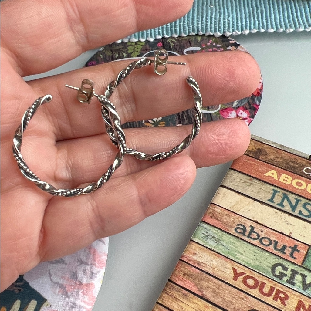 Or Paz Elegant Silver Twisted Hoop Earrings